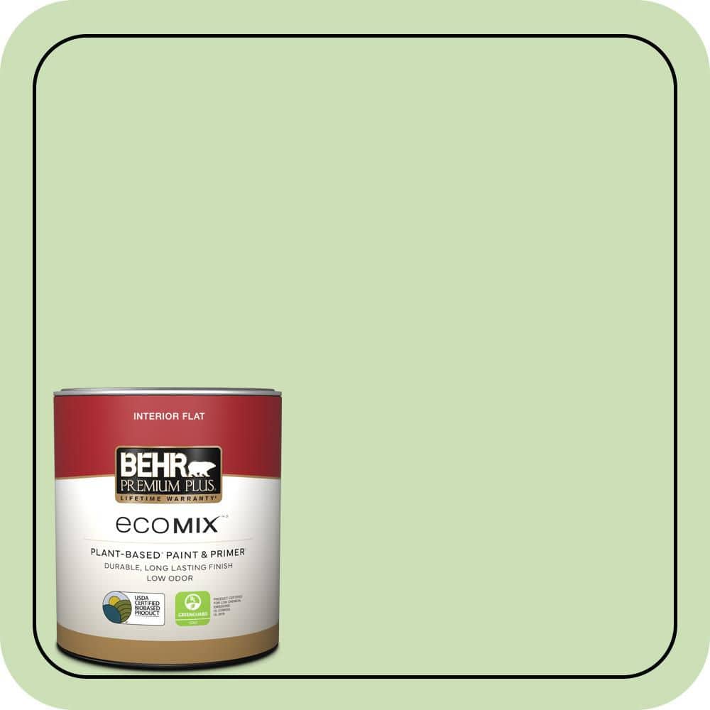 BEHR PREMIUM PLUS 1 qt. #430C-3 Peridot Flat EcoMix Plant-Based Interior Paint & Primer (1)