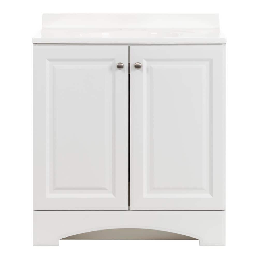 Glacier Bay 31 in. Single Sink White Freestanding Bath Vanity with White Cultured Marble Top (Assembled) (3)