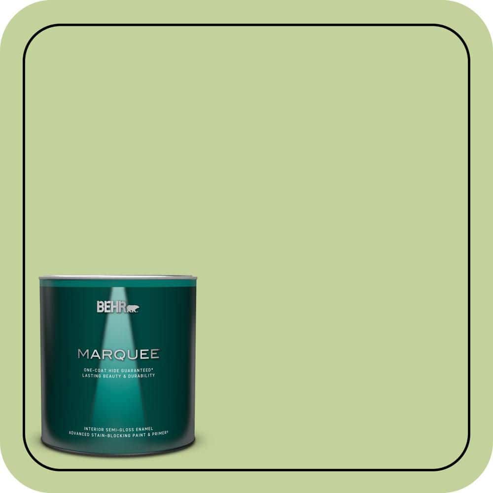 BEHR MARQUEE 1 qt. #P370-4 Cricket Field One-Coat Hide Semi-Gloss Enamel Interior Paint & Primer