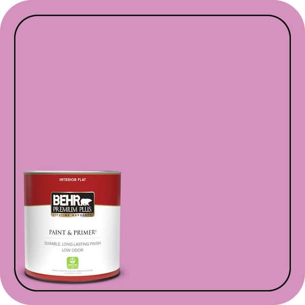 BEHR PREMIUM PLUS 1 qt. #680B-4 Pressed Flower Flat Low Odor Interior Paint & Primer (2)