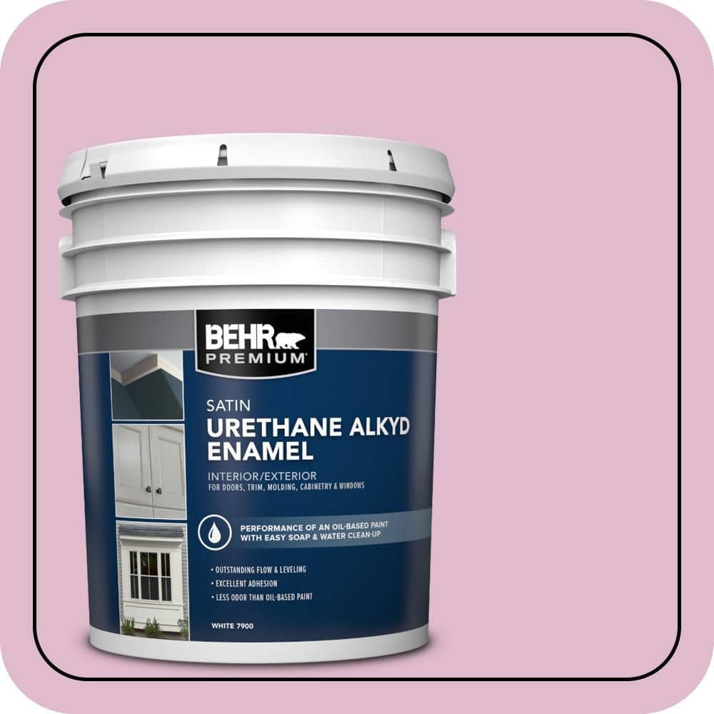 BEHR PREMIUM 5 gal. #M130-3 Wild Geranium Urethane Alkyd Satin Enamel Interior/Exterior Paint