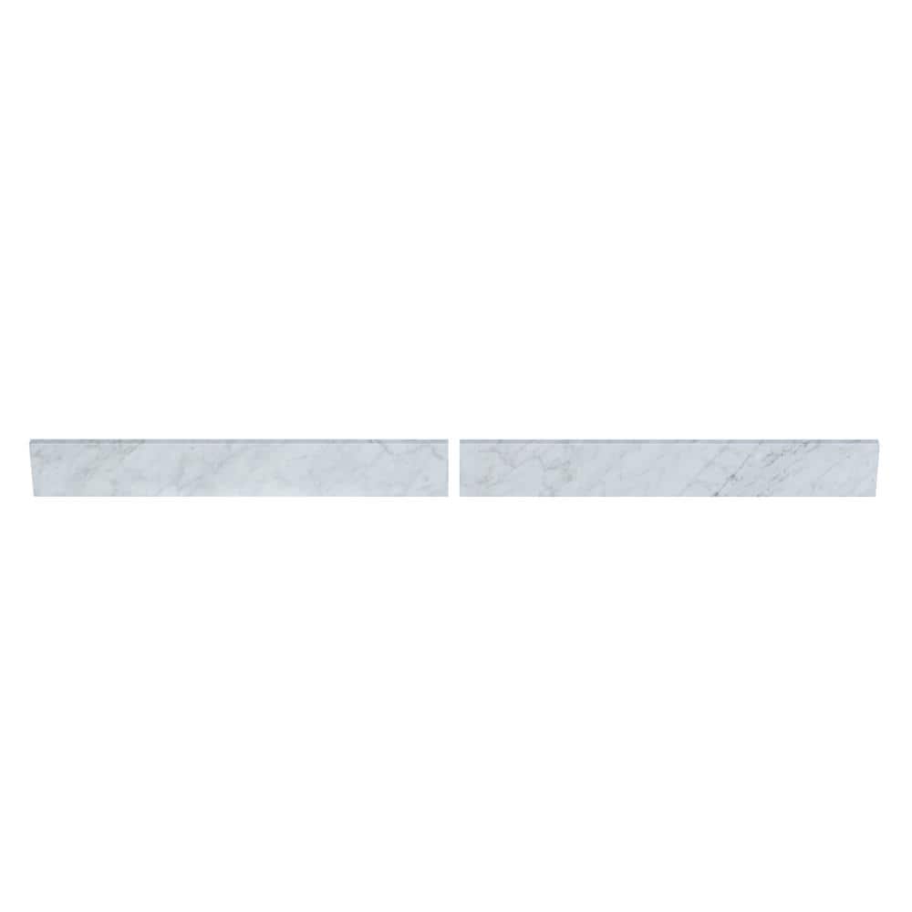 TJAmerican 72 in. W x 0.75 in. x 4 in. Natural Carrara Marble Bathroom Vanity BackSplash (2-Pieces of 36 in.)