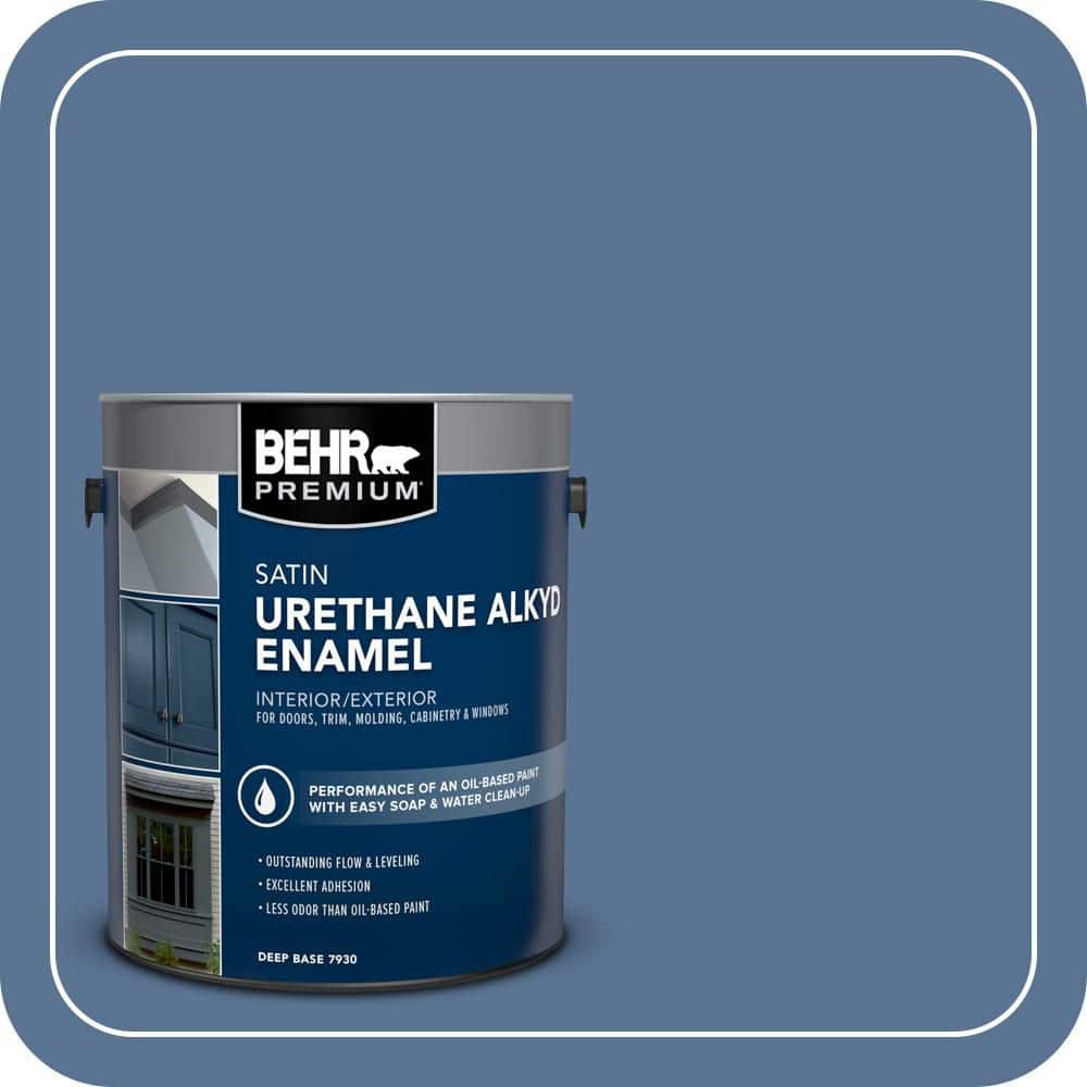 BEHR PREMIUM 1 gal. #PPU14-18 Laguna Blue Urethane Alkyd Satin Enamel Interior/Exterior Paint (1)