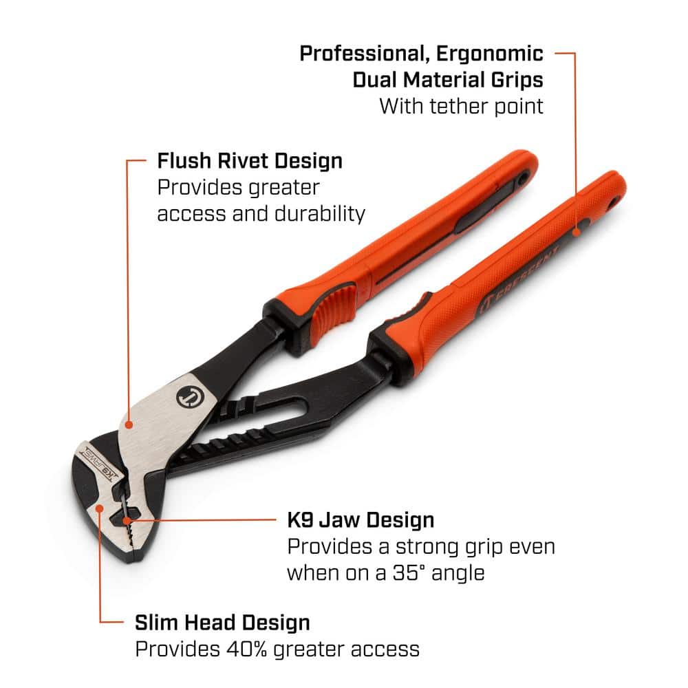Crescent 10 in. Z2 K9 Straight Jaw Tongue and Groove Pliers with Dual Material Handle (2)