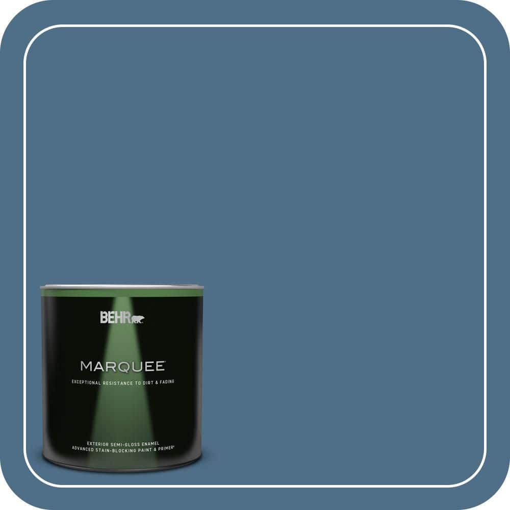BEHR MARQUEE 1 qt. #570D-6 Neptune Blue Semi-Gloss Enamel Exterior Paint & Primer