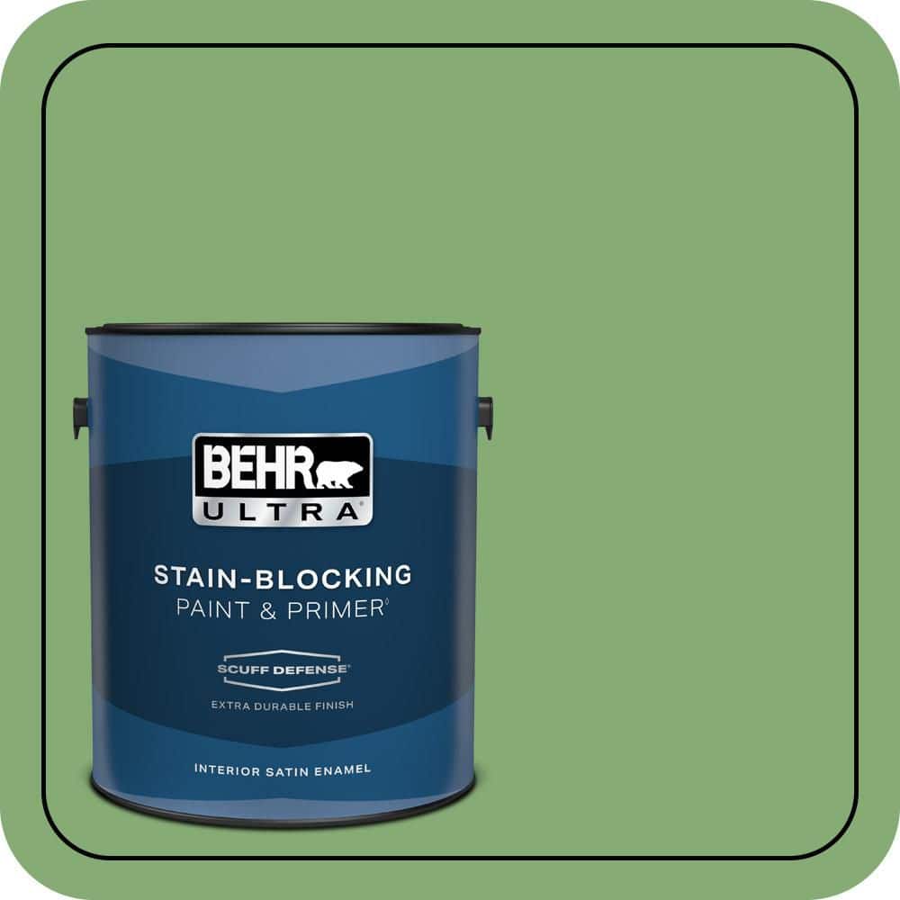 BEHR ULTRA 1 gal. #440D-5 Pesto Extra Durable Satin Enamel Interior Paint & Primer