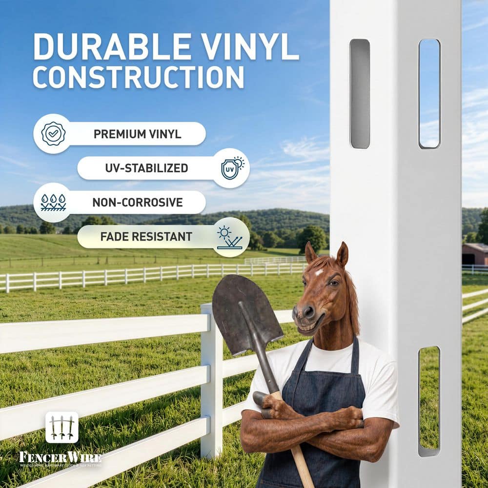 Fencer Wire 1-1/2 in. x 5-1/2 in. x 8 ft. White Vinyl Ranch Fence Rail (10-Pack) (3)