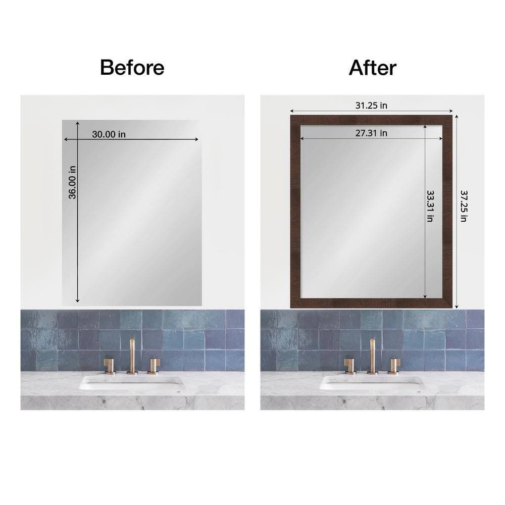 Amanti Art Mirror Makeover Wildwood Brown Narrow 31.25 in. W x 37.25 in. H Bathroom Mirror Frame Border Kit-Fits a 30 x 36 Mirror (3)