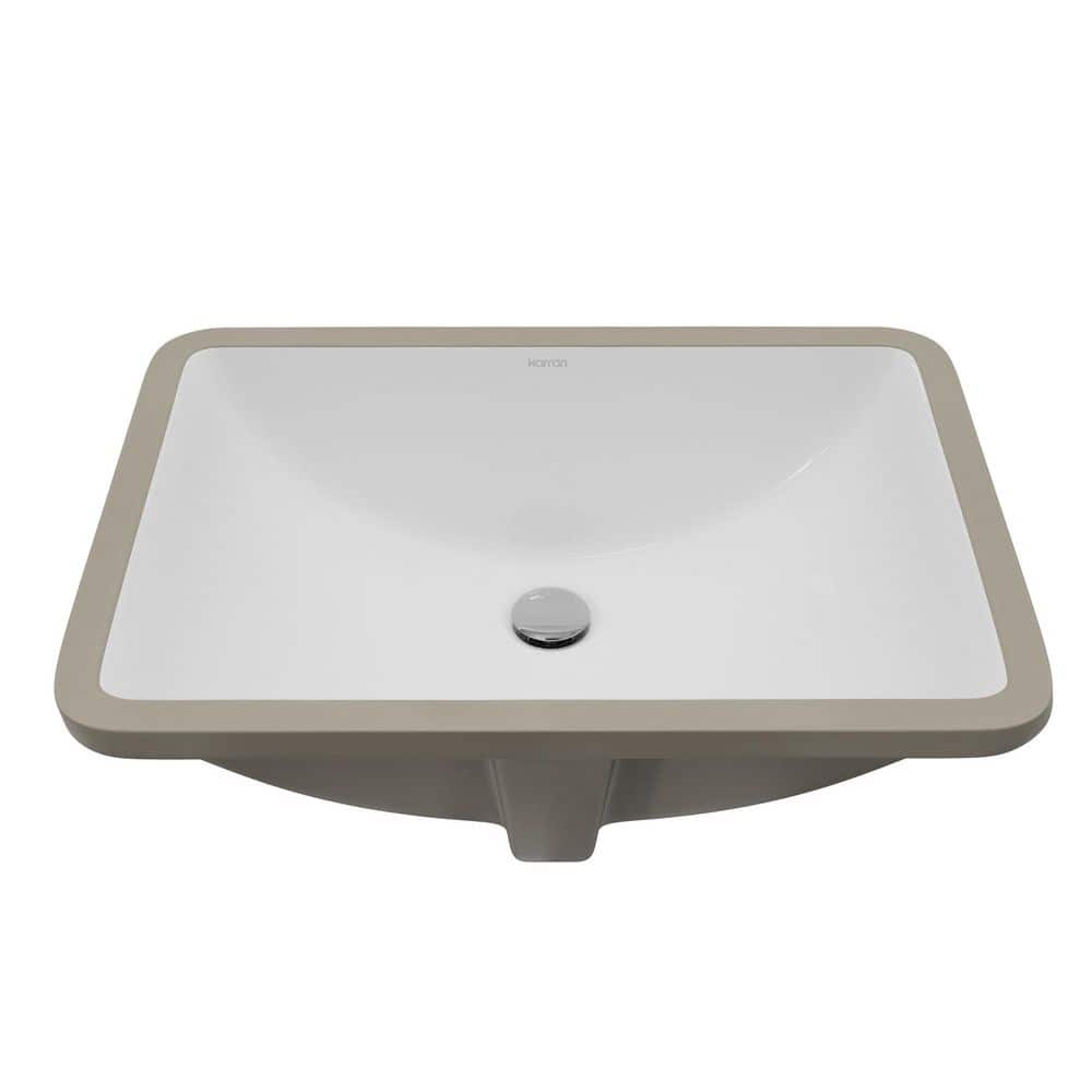 Karran Valera 19-3/4 in. x 13-3/4 in. Rectangular Undermount Vitreous China Bathroom Sink in White