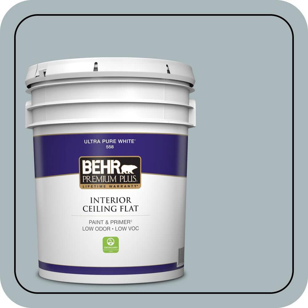 BEHR PREMIUM PLUS 5 gal. #N470-3 Half Sea Fog Ceiling Flat Interior Paint & Primer (1)
