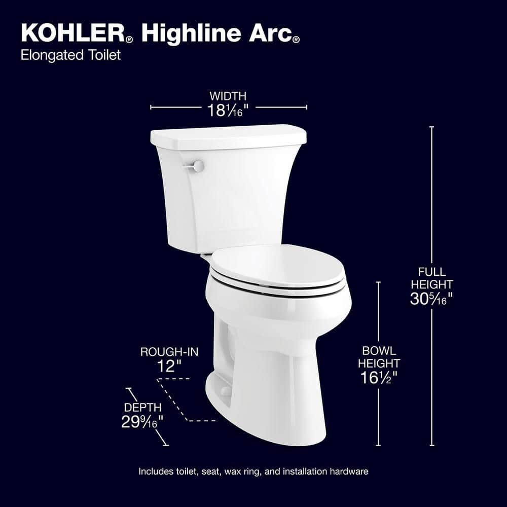 KOHLER Highline Arc Toilet Tank Only 1 GFP Single Flush in White, Seat Not Included (3)
