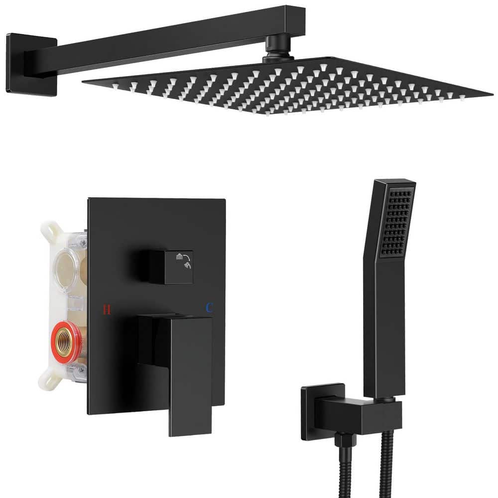 MTTCLE 1-Spray Shower Faucet Set 1.8 GPM with Hand Shower, Pressure Balance in Matte Black
