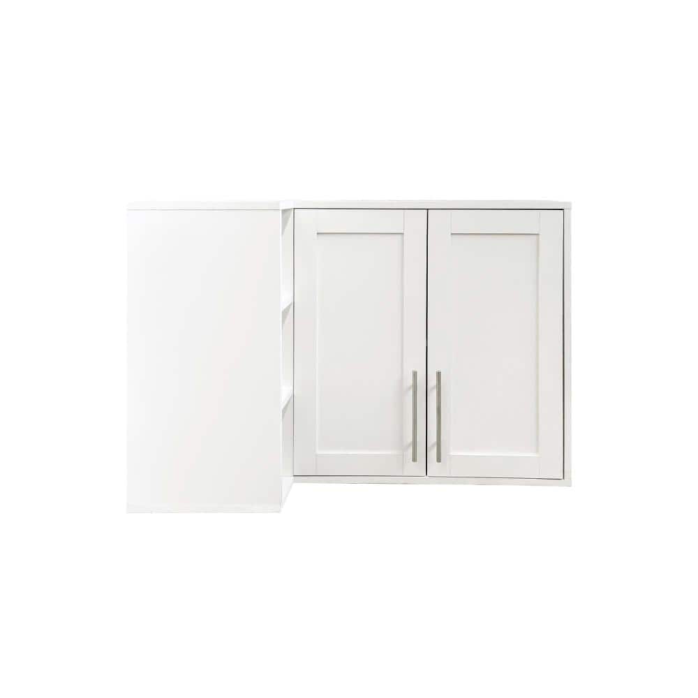 XUJMK 35 in. W x 19 in. D x 24 in. H Bathroom Storage Wall Cabinet, Medicine Mounted Cabinet, 2 Door, 3 Layers Shelves, White (1)