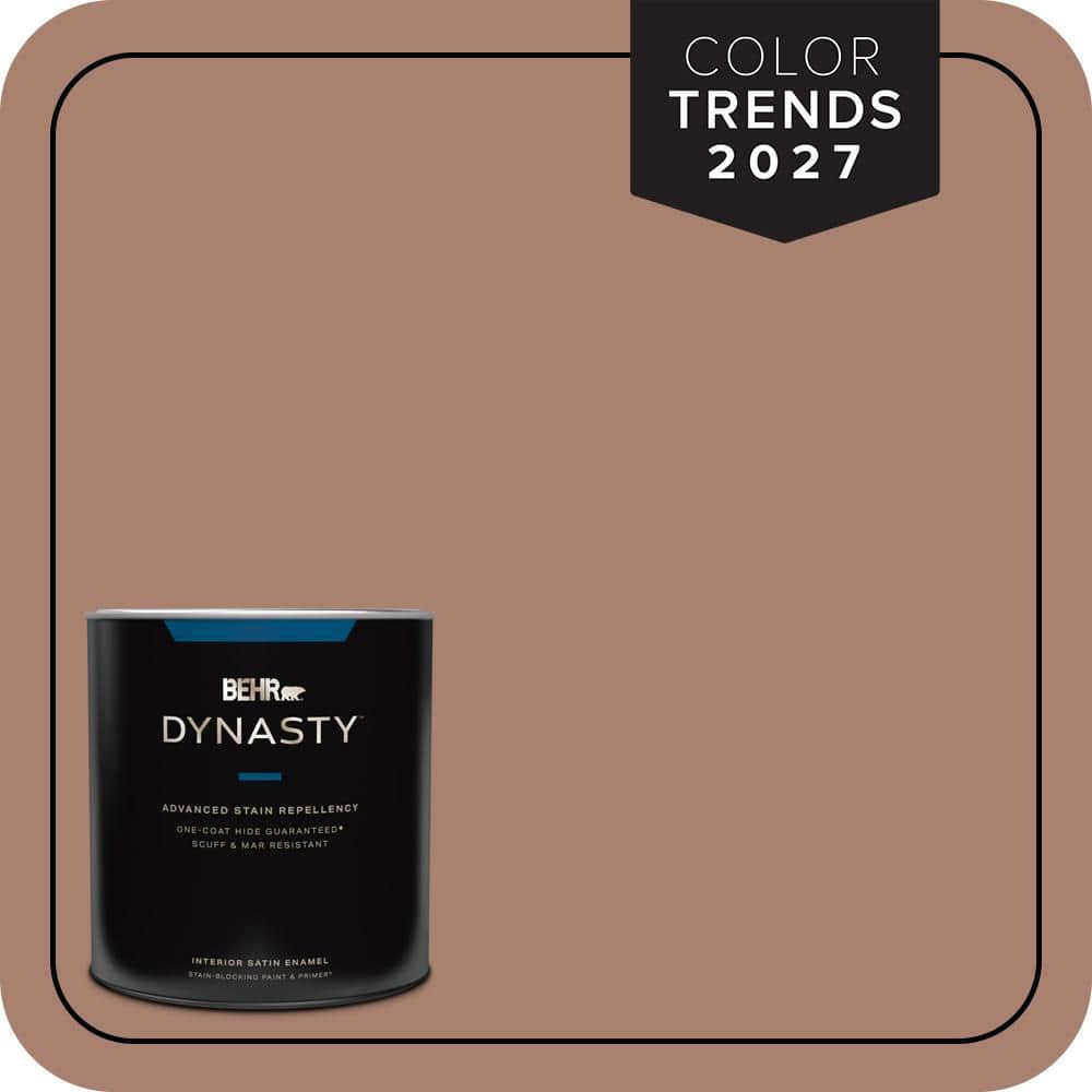 BEHR DYNASTY 1 qt. #S190-5 Cocoa Nutmeg One-Coat Hide Satin Enamel Interior Stain-Blocking Paint & Primer