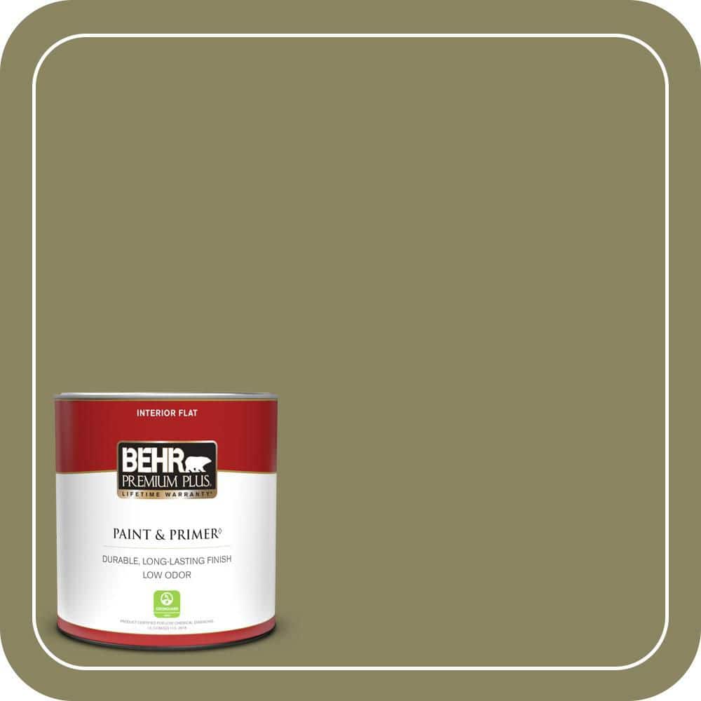 BEHR PREMIUM PLUS 1 qt. #S350-5 Green Scene Flat Low Odor Interior Paint & Primer