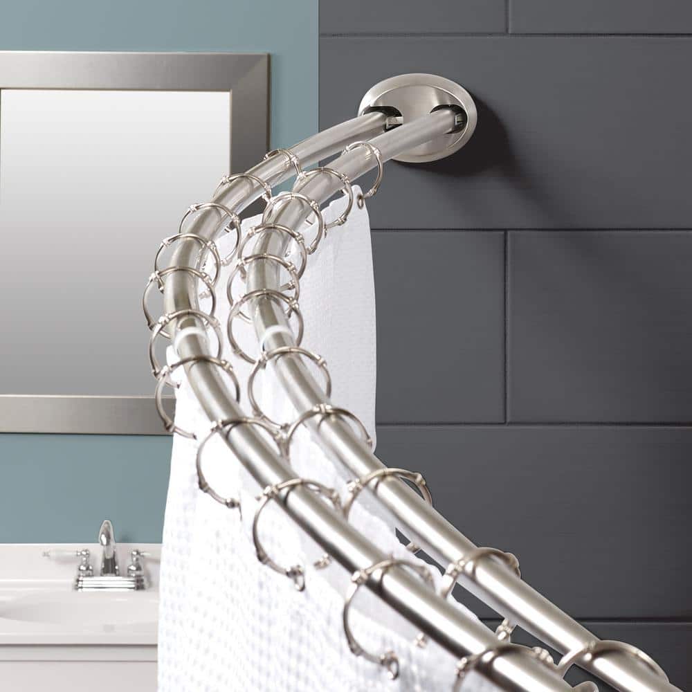Zenna Home Rustproof 72 in. High-Grade Stainless Steel Dual Mount Double Curved Shower Rod in Brushed Nickel (2)