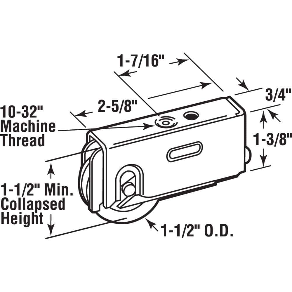 Prime-Line 1-1/2 in., Steel Roller Assembly with Ball Bearing and Plain Back Housing, Air Control, Howmet, Krestmark (2)