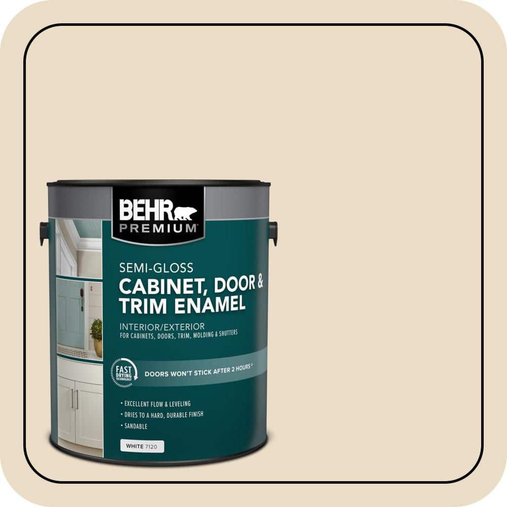 BEHR PREMIUM 1 gal. #N290-2 Authentic Tan Semi-Gloss Enamel Interior/Exterior Cabinet, Door & Trim Paint