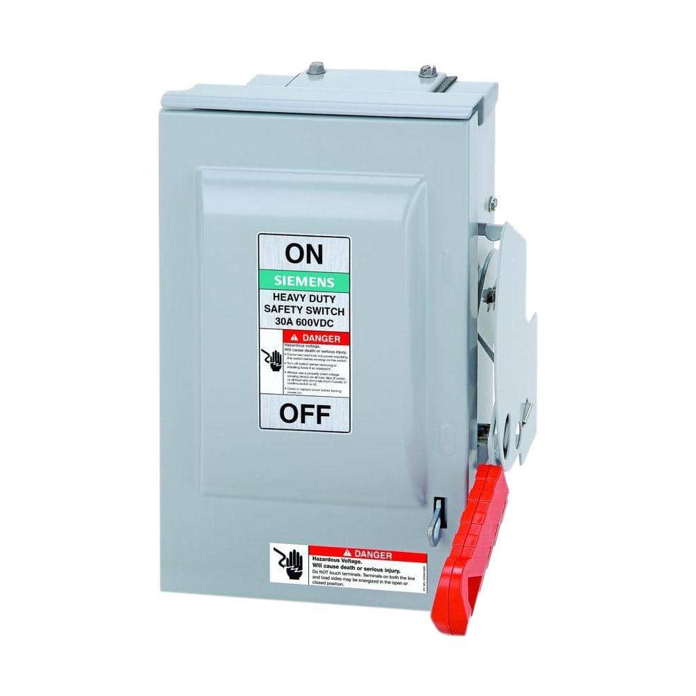 Siemens Heavy Duty 30 Amp 600-Volt 3-Pole Outdoor Non-Fusible DC Photovoltaic Rated Safety Switch (1)
