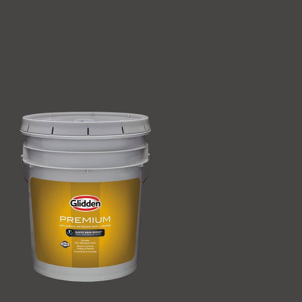 Glidden Premium 5 gal. PPG1011-7 Onyx Flat Exterior Latex Paint (1)