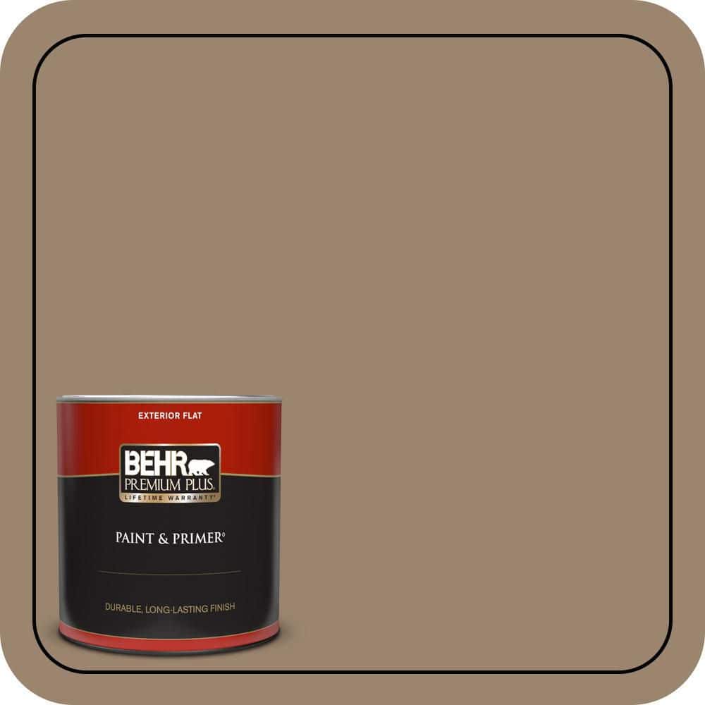 BEHR PREMIUM PLUS 1 qt. #MQ2-48 Sturdy Brown Flat Exterior Paint & Primer (1)