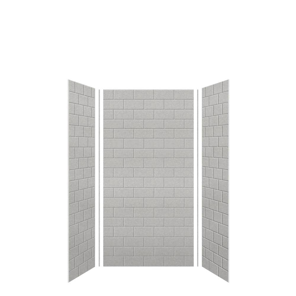 Transolid SaraMar 36 in. x 36 in. x 72 in. 3-Piece Easy Up Adhesive Alcove Shower Wall Surround in Grey Beach (2)