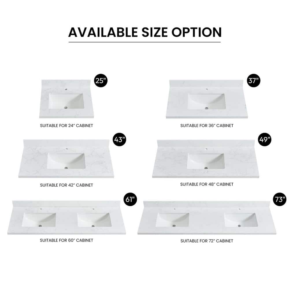 ROSWELL Malaga 25 in. W 22 in. D Engineered Stone Composite Rectangular Single Sink Vanity Top Grain (2)