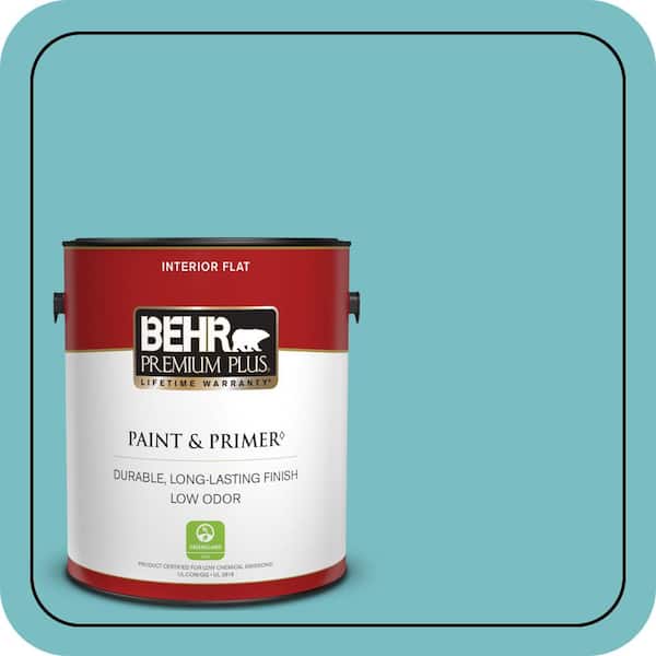 BEHR PREMIUM PLUS #M460-4 Pure Turquoise Enamel Low Odor & Primer (2)