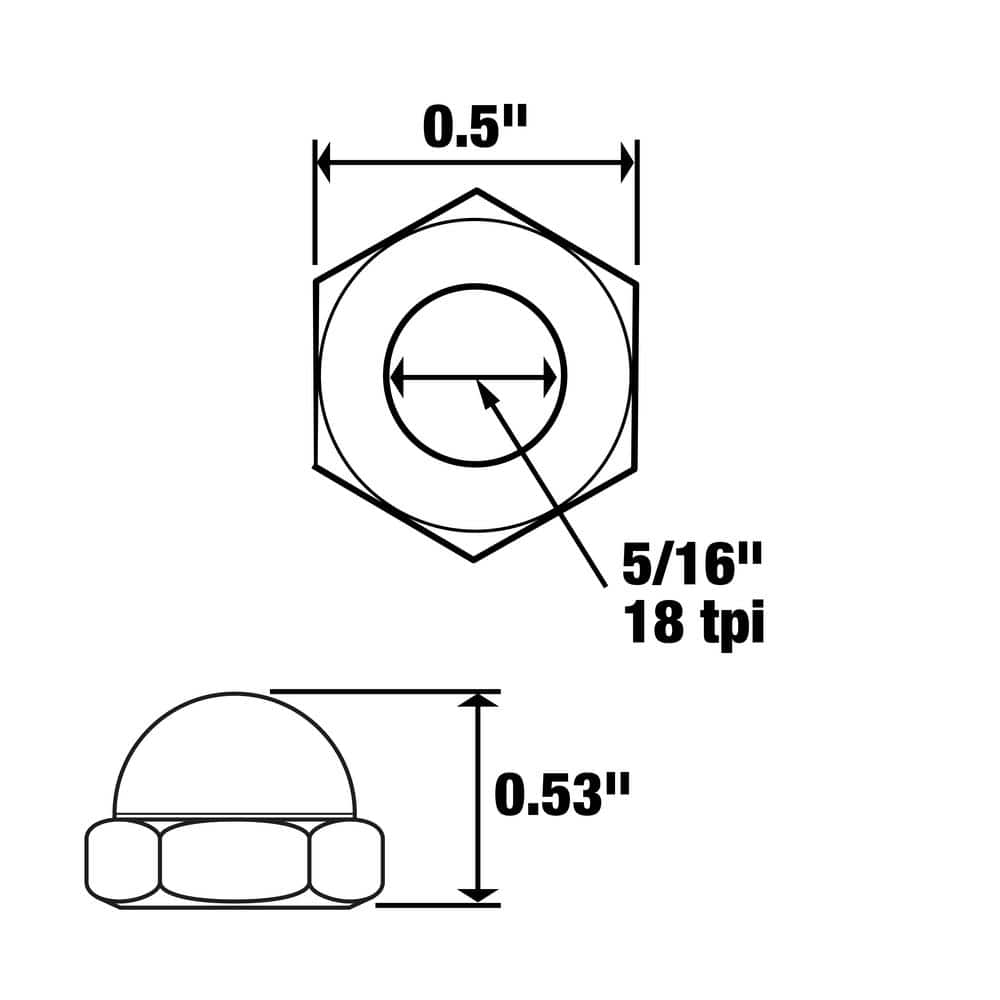 Everbilt 5/16 in.-18 Stainless Steel Cap Nut (2)