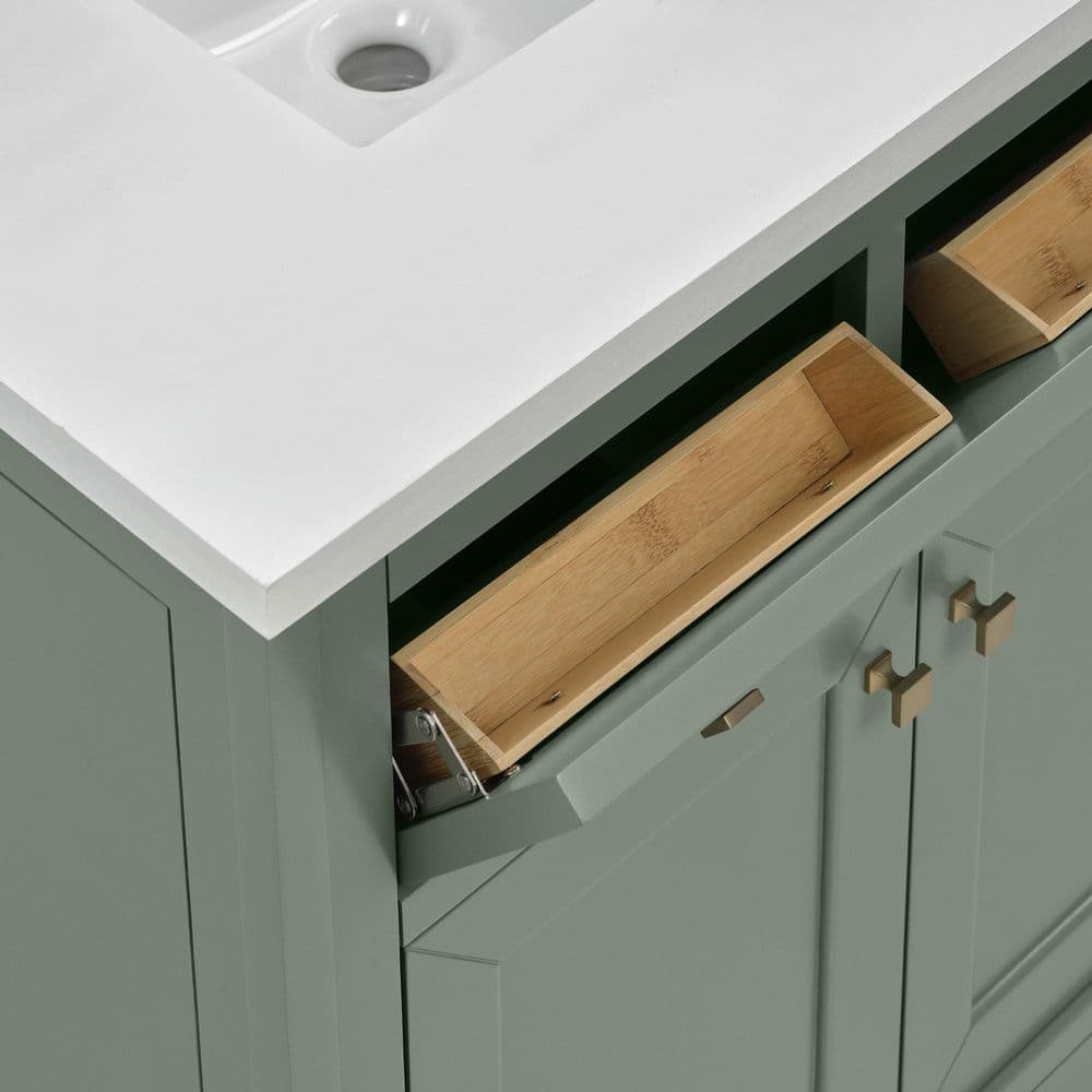 James Martin Vanities Chicago 29.9 in. W x 23.3 in. D x 32.6 in. H Single Bath Vanity Cabinet Without Top in Smokey Celadon (3)
