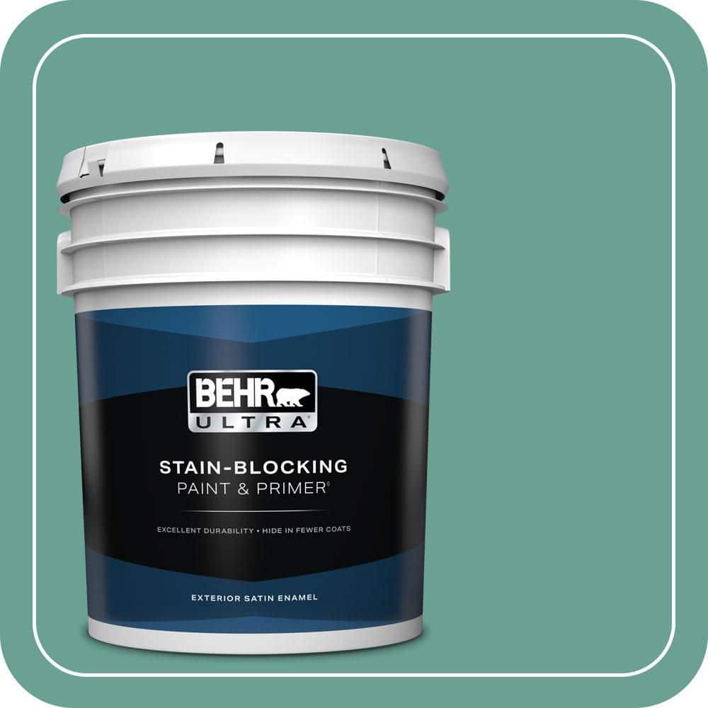 BEHR ULTRA 5 gal. #T17-15 Jade Dragon Satin Enamel Exterior Paint & Primer
