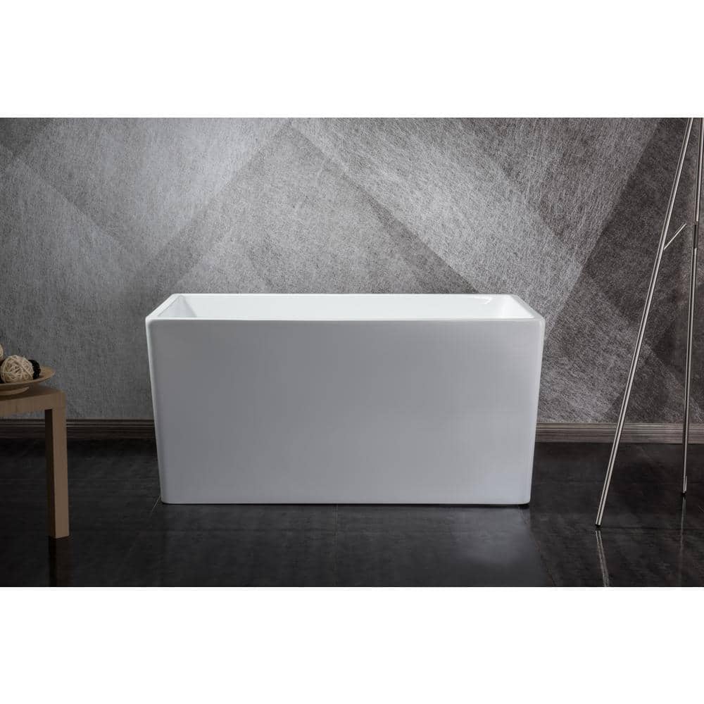 Maincraft Freestanding 43 in. H Contemporary Design Acrylic Flatbottom Soaking Tub Bathtub in White (2)