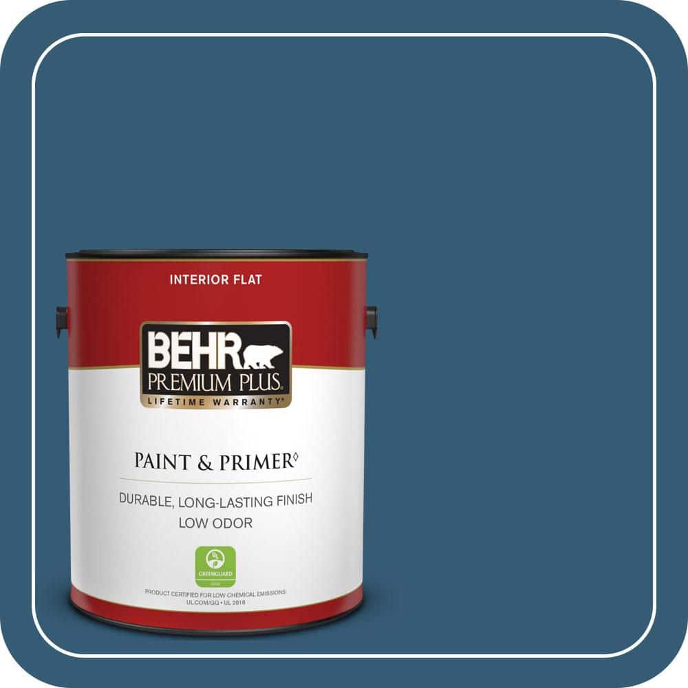 BEHR PREMIUM PLUS 1 gal. #M490-7 Shasta Lake Flat Low Odor Interior Paint & Primer