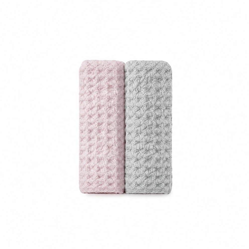 LAIFUCAM Pink and Grey Microfiber Hair Towel Wrap 2 Pack Bath Accessory Ultra Absorbent Anti-Frizz for Curly Hair