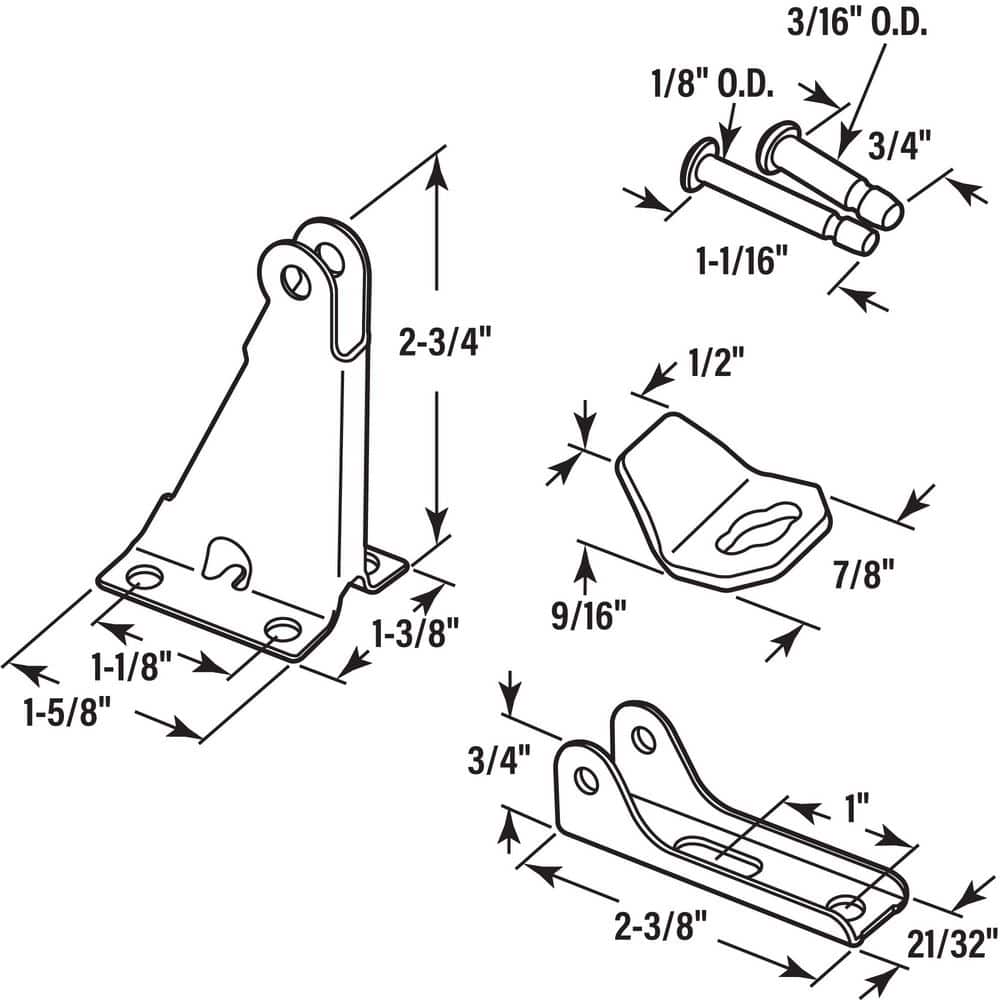Prime-Line Storm and Screen Door Closer Jamb Bracket Repair Kit, White (Single Pack) (2)