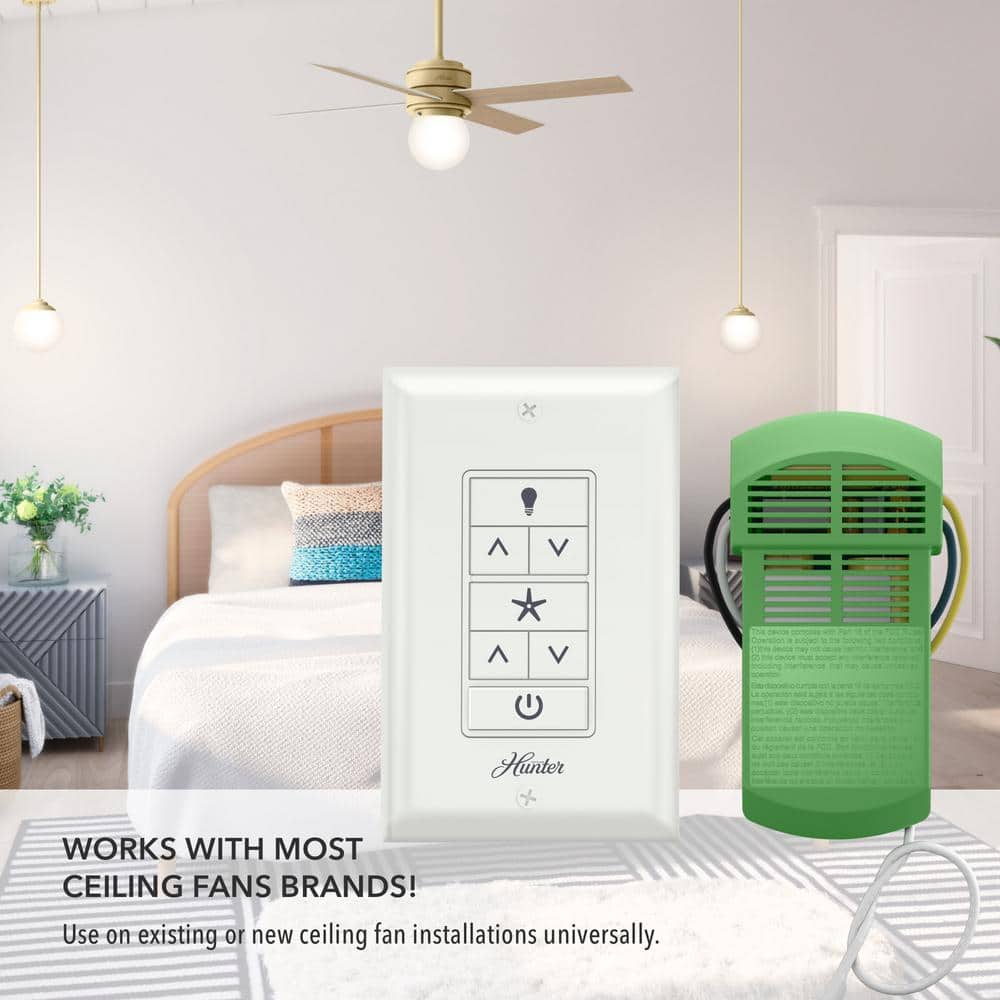 Hunter Universal 3-Speed Fan-Light Wall Switch with Receiver, White