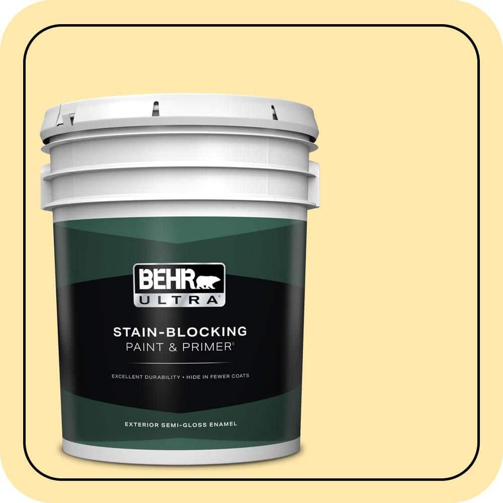 BEHR ULTRA 5 gal. #P290-2 Sweet as Honey Semi-Gloss Enamel Exterior Paint & Primer