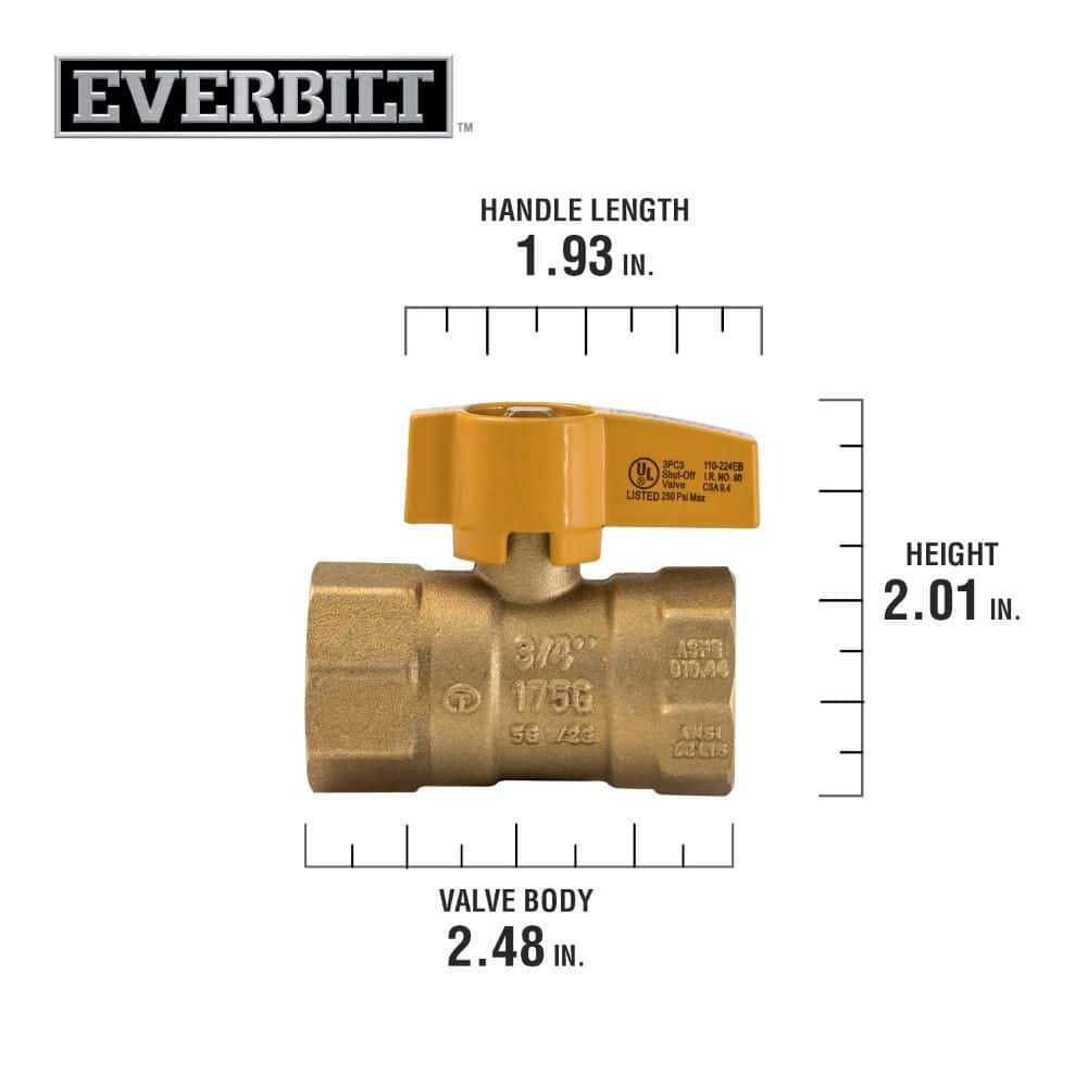 Everbilt 3/4 in. FNPT Brass Gas Ball Valve (4)
