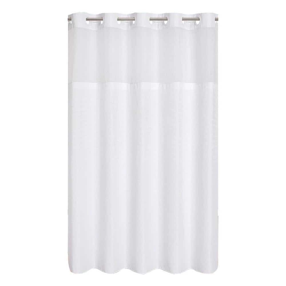 JFVKAF Waffle Weave Shower Curtain Set 71 x 74 No Hook Fabric with Snap in Liner Waterproof White (1)