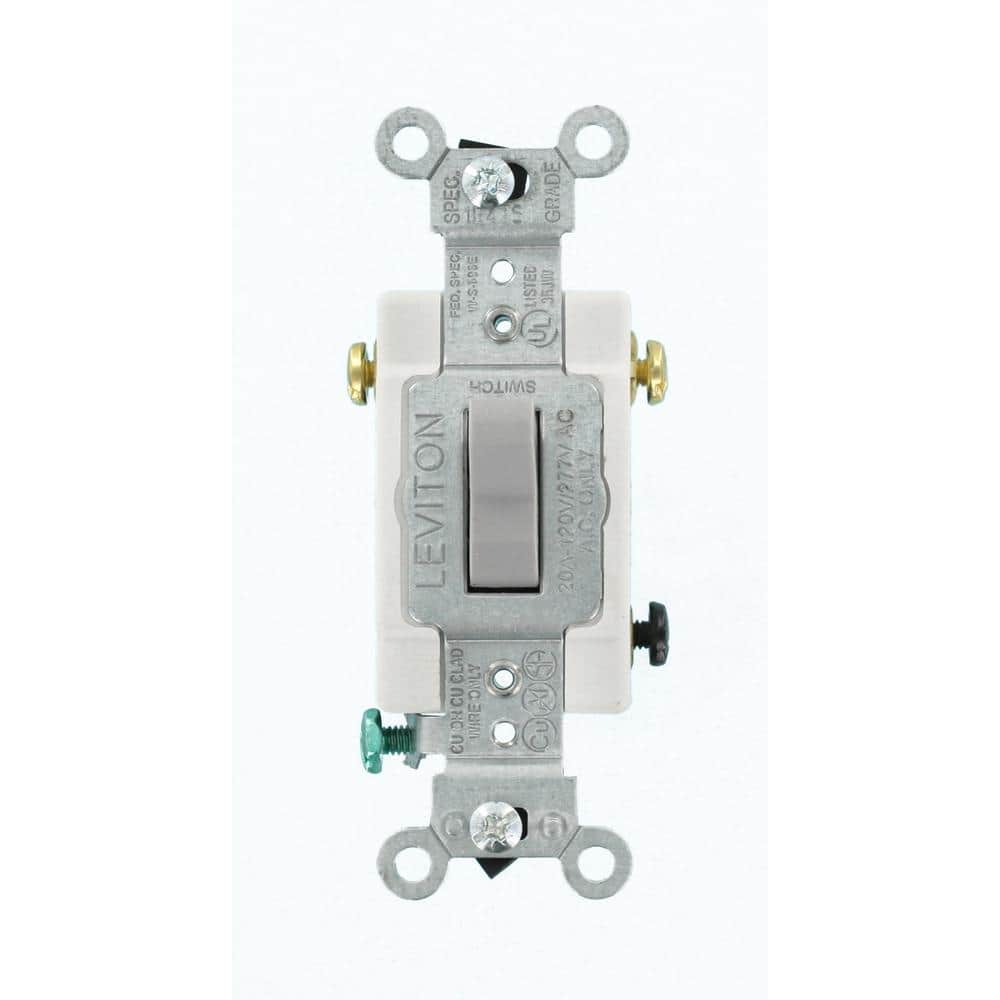 Leviton 20 Amp Commercial Grade 3-Way Back Wired Toggle Switch, Gray CSB3-20G (1)