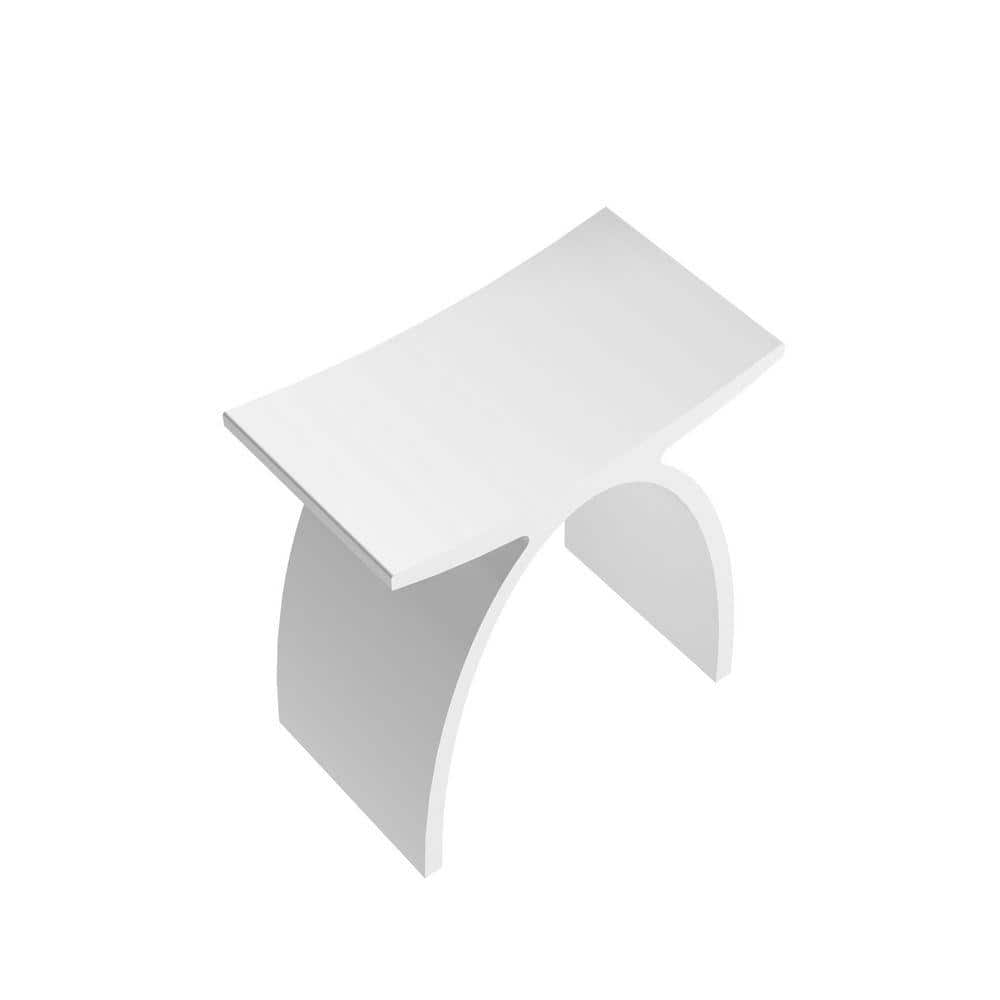 Dimakai 16.5 in. W Curved Solid Surface Shower Stool Portable Waterproof Vanity Chair Non-Slip Shower Seat in White (2)
