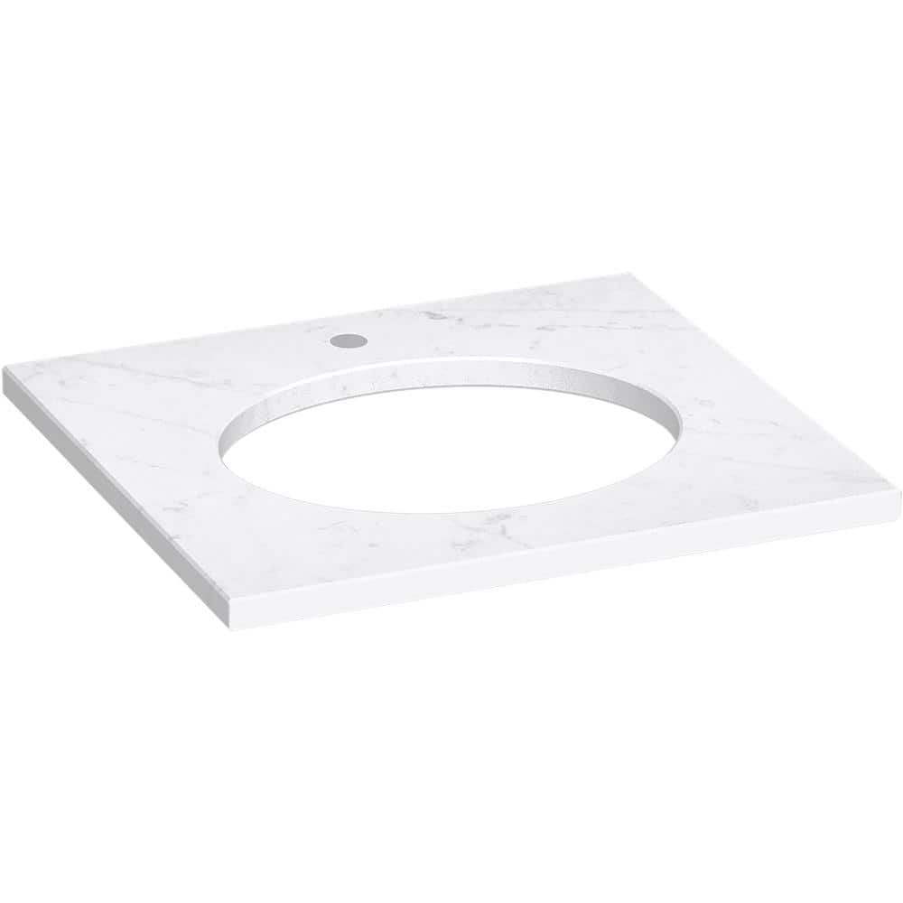 KOHLER Silestone 25 in. W x 22.4375 in. D Quartz Oval Cutout with Vanity Top in Eternal Statuario (1)