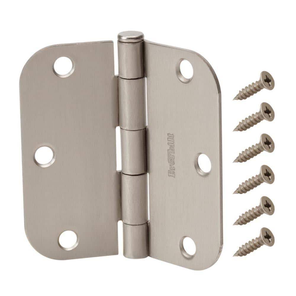 Everbilt 3-1/2 in. x 5/8 in. Radius Satin Nickel Door Hinge