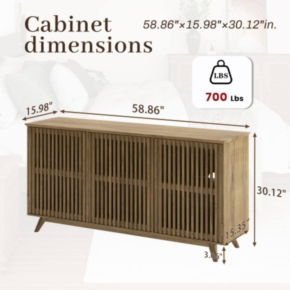 Unbranded 58.86 in. W x 15.98 in. D x 30.12 in. H Bathroom Brown Linen Cabinet (2)