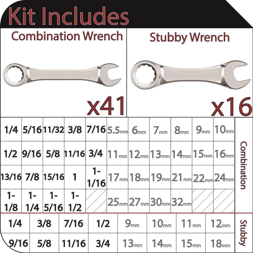 Husky Combination and Stubby Wrench Set (57-Pieces) (2)