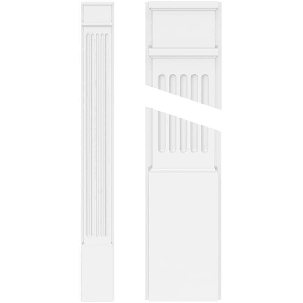Ekena Millwork 2 in. x 6 in. x 82 in. Fluted PVC Pilaster Moulding with Decorative Capital and Base (Pair) (1)