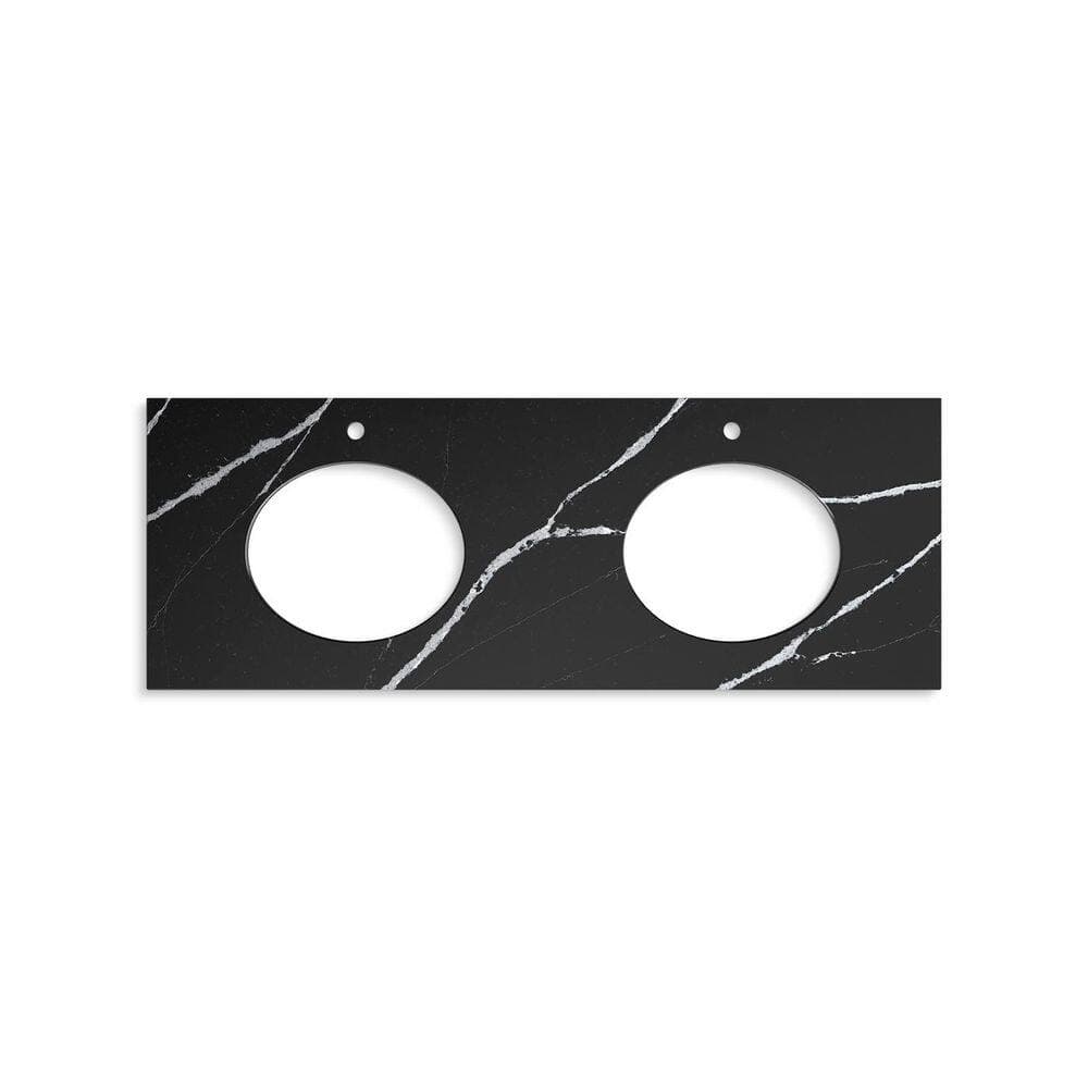 KOHLER Silestone 61 in. W x 22.4375 in. D Quartz Double Oval Cutouts with Vanity Top in Eternal Marquwith (2)