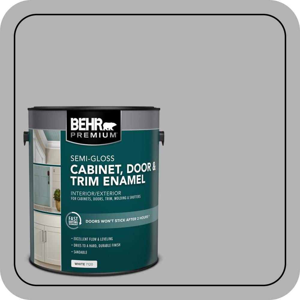 BEHR PREMIUM 1 gal. #770E-3 Pewter Mug Semi-Gloss Enamel Interior/Exterior Cabinet, Door & Trim Paint
