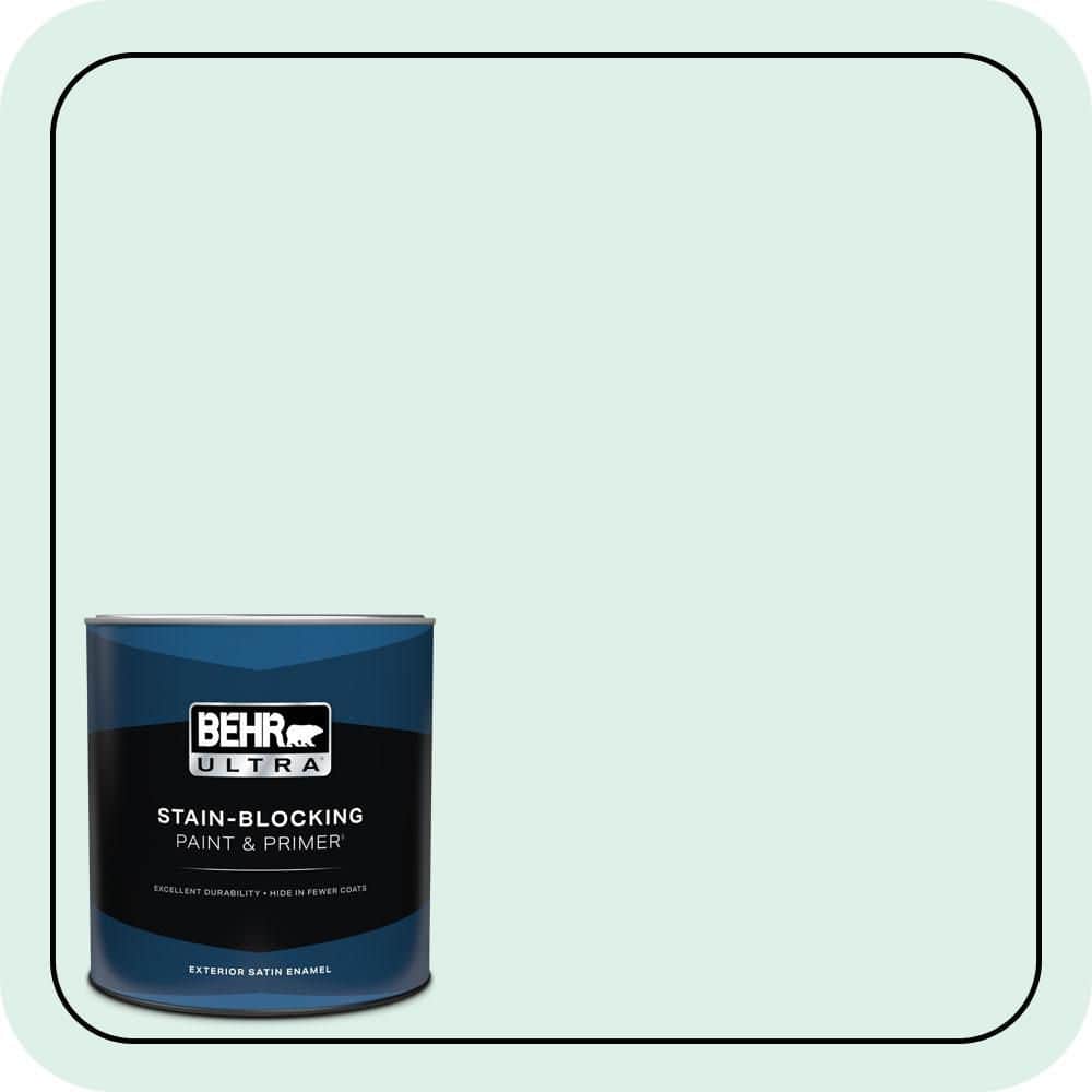BEHR ULTRA 1 qt. #490C-1 Ice Cube Satin Enamel Exterior Paint & Primer