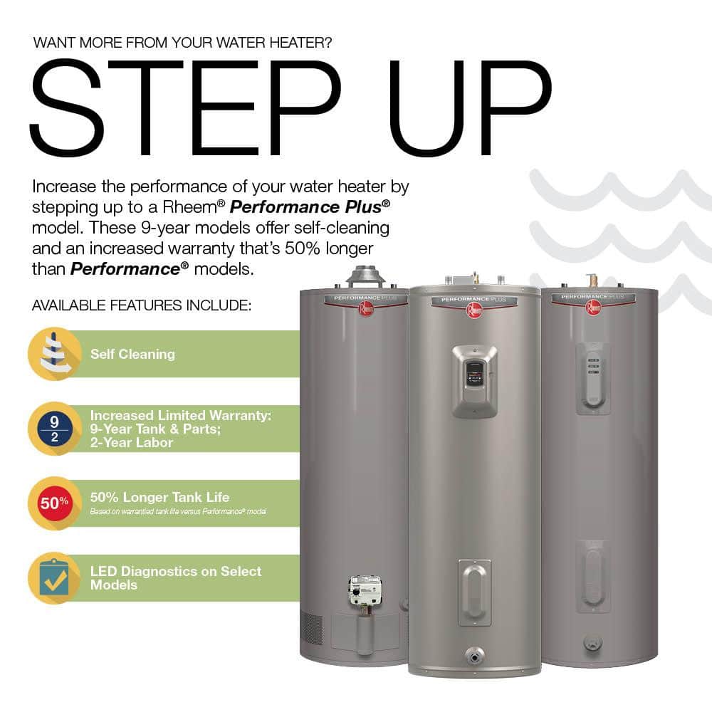 Rheem Performance 50 gal. Tall 6-Year 34,000 BTU Ultra Low NOx (ULN) Natural Gas Tank Water Heater with Top T and P Valve (3)
